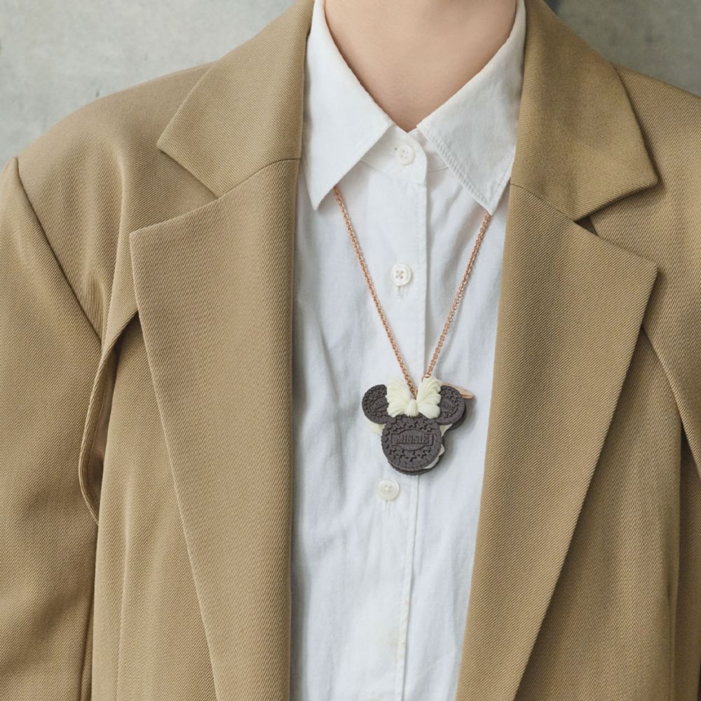 【キューポット】ミニーマウス/ネックレス　クリームサンド ココア クッキー