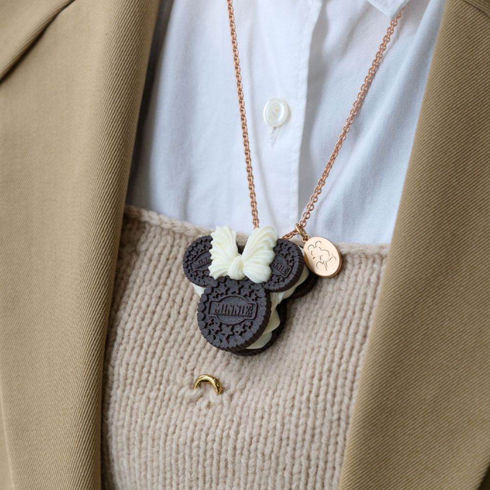 【キューポット】ミニーマウス/ネックレス　クリームサンド ココア クッキー