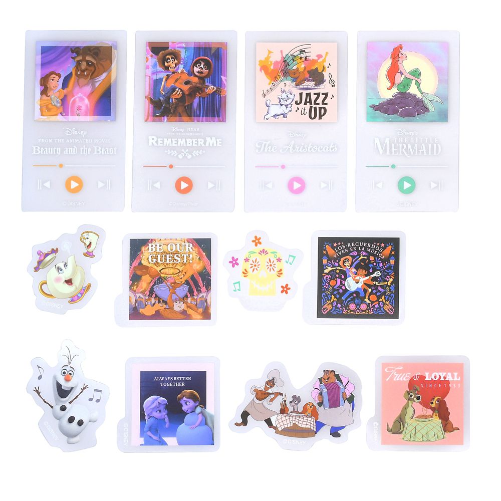 【再入荷】ディズニーキャラクター シール・ステッカー クリア 貼ってはがせる Music Sticker Collection