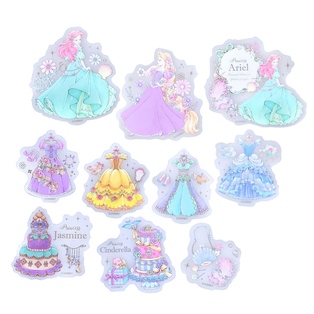 【再入荷】ディズニープリンセス シール・ステッカー クリア 貼ってはがせる Princess Party Sticker Collection