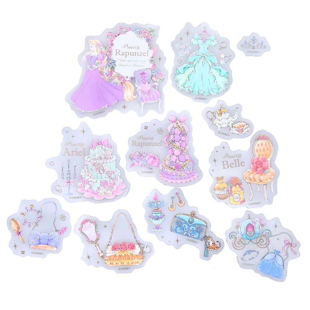 【再入荷】ディズニープリンセス シール・ステッカー クリア 貼ってはがせる Princess Party Sticker Collection