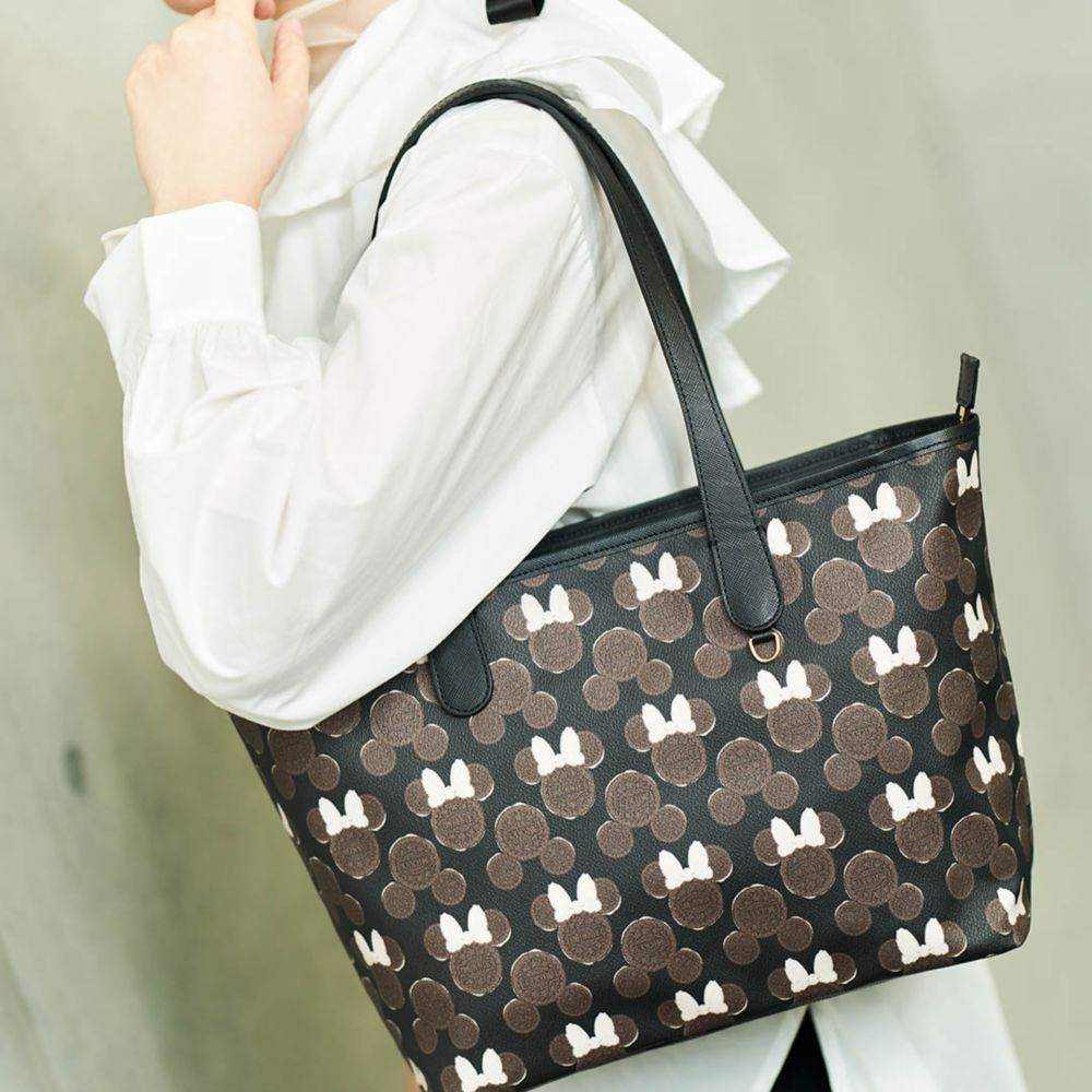 【キューポット】ジップ トートバッグ　ミッキー&ミニー クリームサンド ココアクッキー