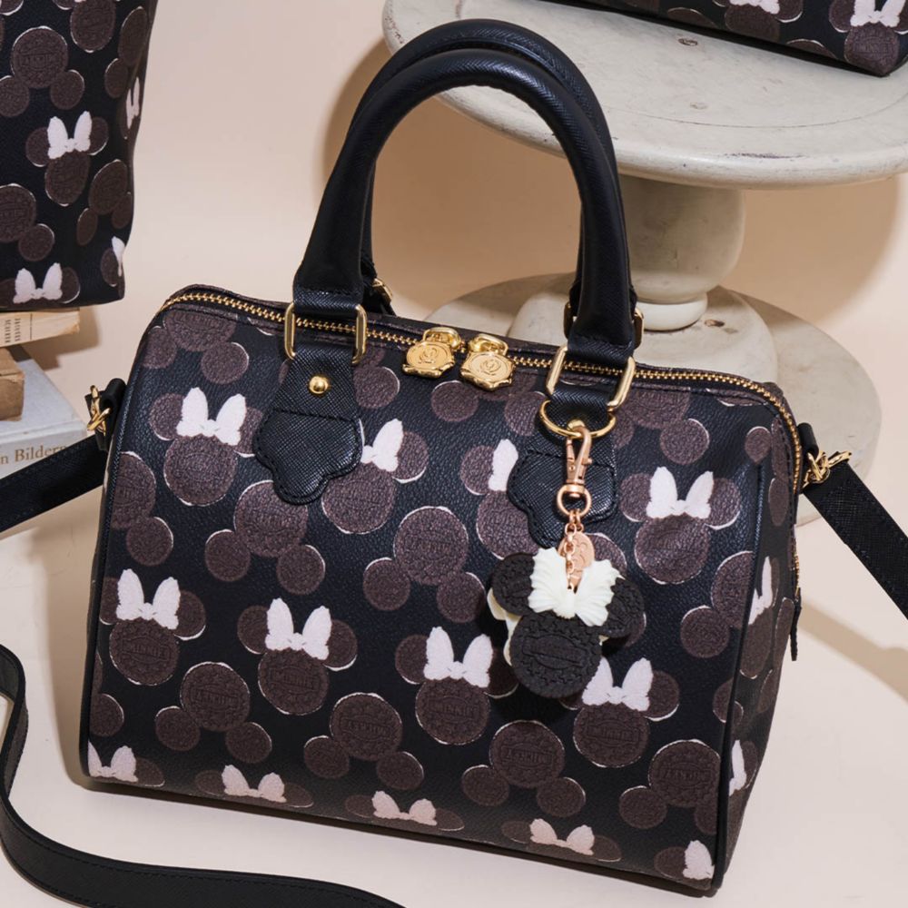 【キューポット】 ミニボストンバッグ　ミッキー&ミニー クリームサンド ココアクッキー