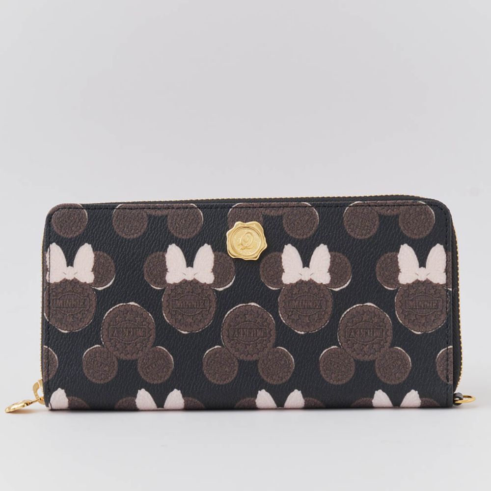 【キューポット】ラウンドファスナーウォレット　ミッキー&ミニー クリームサンド ココアクッキー