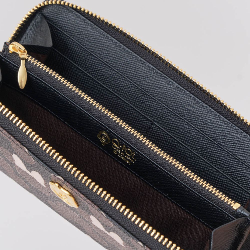 【キューポット】ラウンドファスナーウォレット　ミッキー&ミニー クリームサンド ココアクッキー