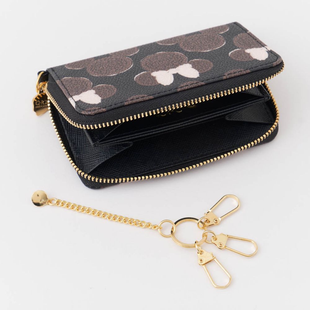 【キューポット】コンパクト ラウンドファスナー ウォレット　ミッキー&ミニー クリームサンド ココアクッキー