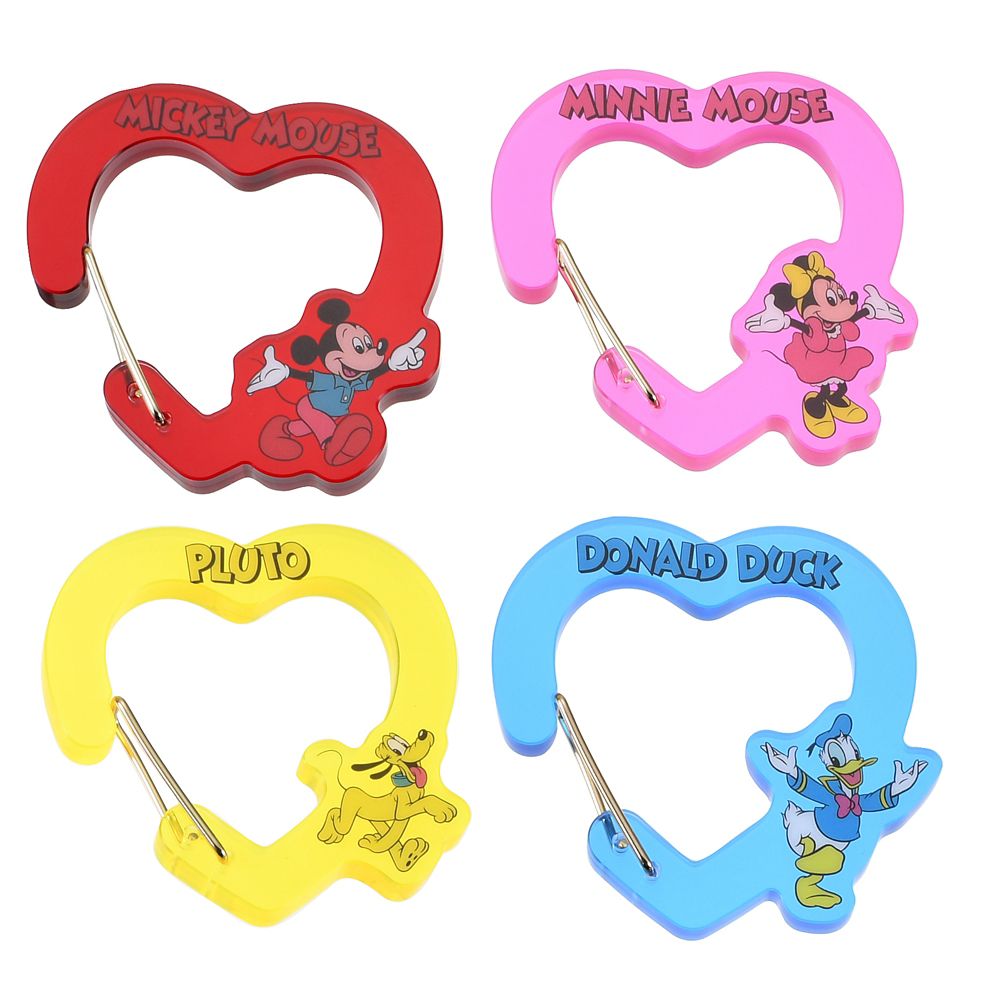 ミッキー＆フレンズ シークレットカラビナ ハート形 クリアカラー retro