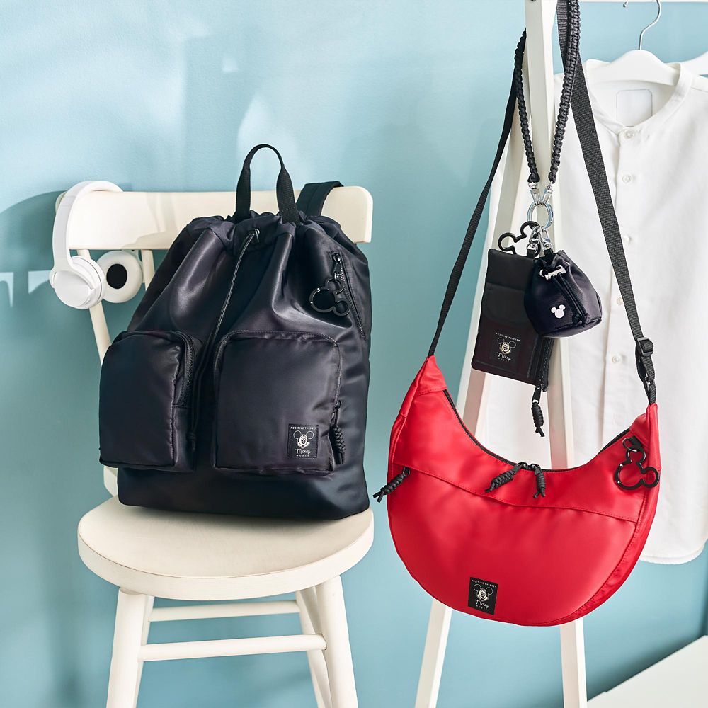 ミッキー ショルダーバッグ カラビナ付き ハーフムーン レッド パラコード Casual Bag