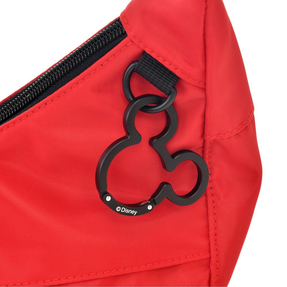 ミッキー ショルダーバッグ カラビナ付き ハーフムーン レッド パラコード Casual Bag