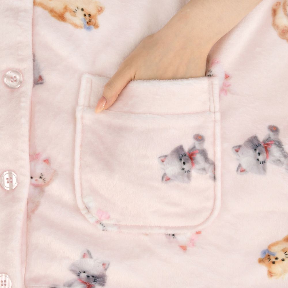 マリー、ベルリオーズ、トゥルーズ おしゃれキャット 長袖 ルームカーディガン ピンク NUIGURUMI