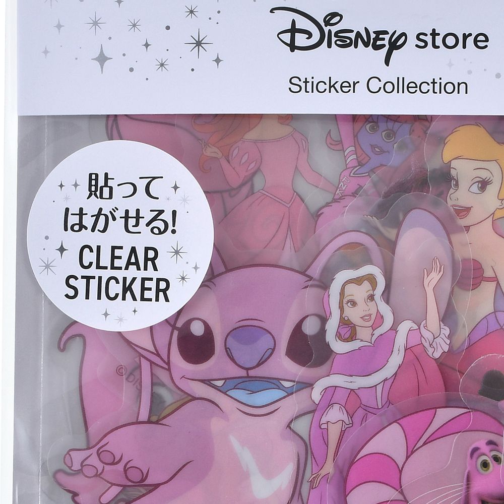ディズニーキャラクター シール・ステッカー クリア 貼ってはがせる ピンク ダイカット Sticker Collection