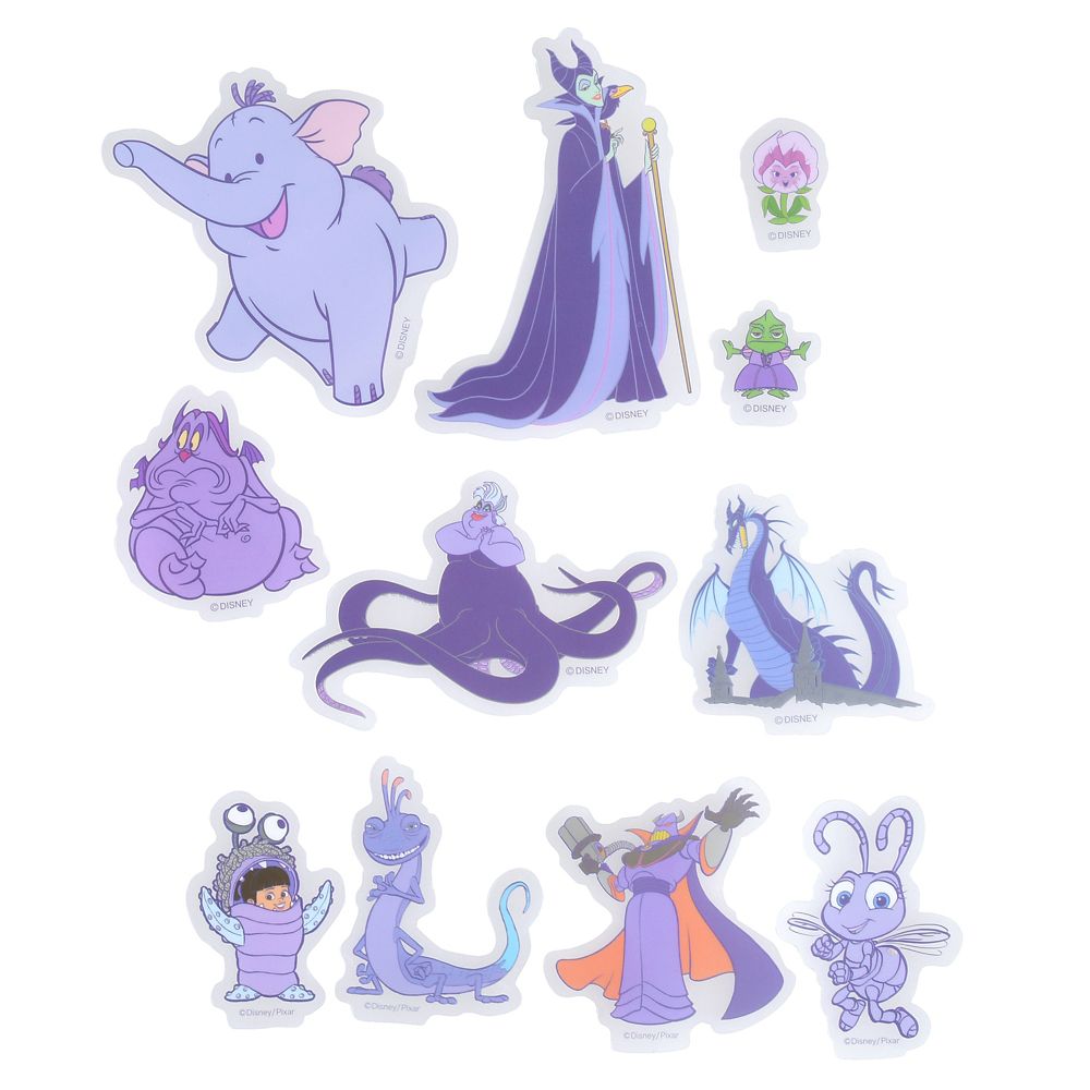 ディズニーキャラクター シール・ステッカー クリア 貼ってはがせる パープル ダイカット Sticker Collection
