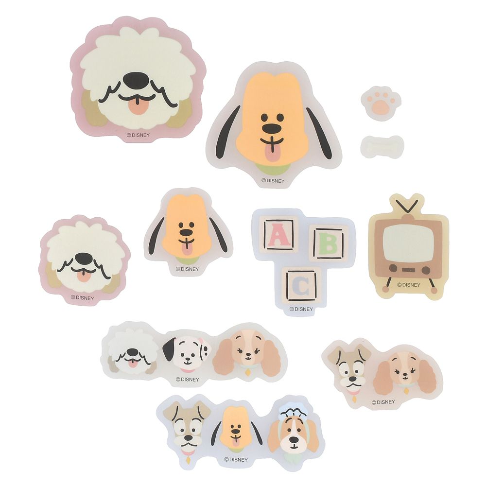 ディズニーキャラクター シール・ステッカー クリア 貼ってはがせる ダイカット ゆるかわ ディズニードッグ Sticker Collection