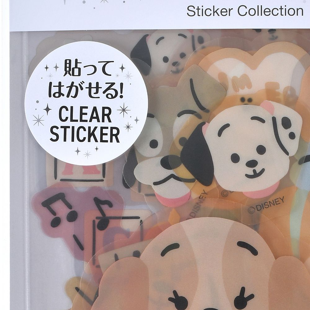 ディズニーキャラクター シール・ステッカー クリア 貼ってはがせる ダイカット ゆるかわ ディズニードッグ Sticker Collection