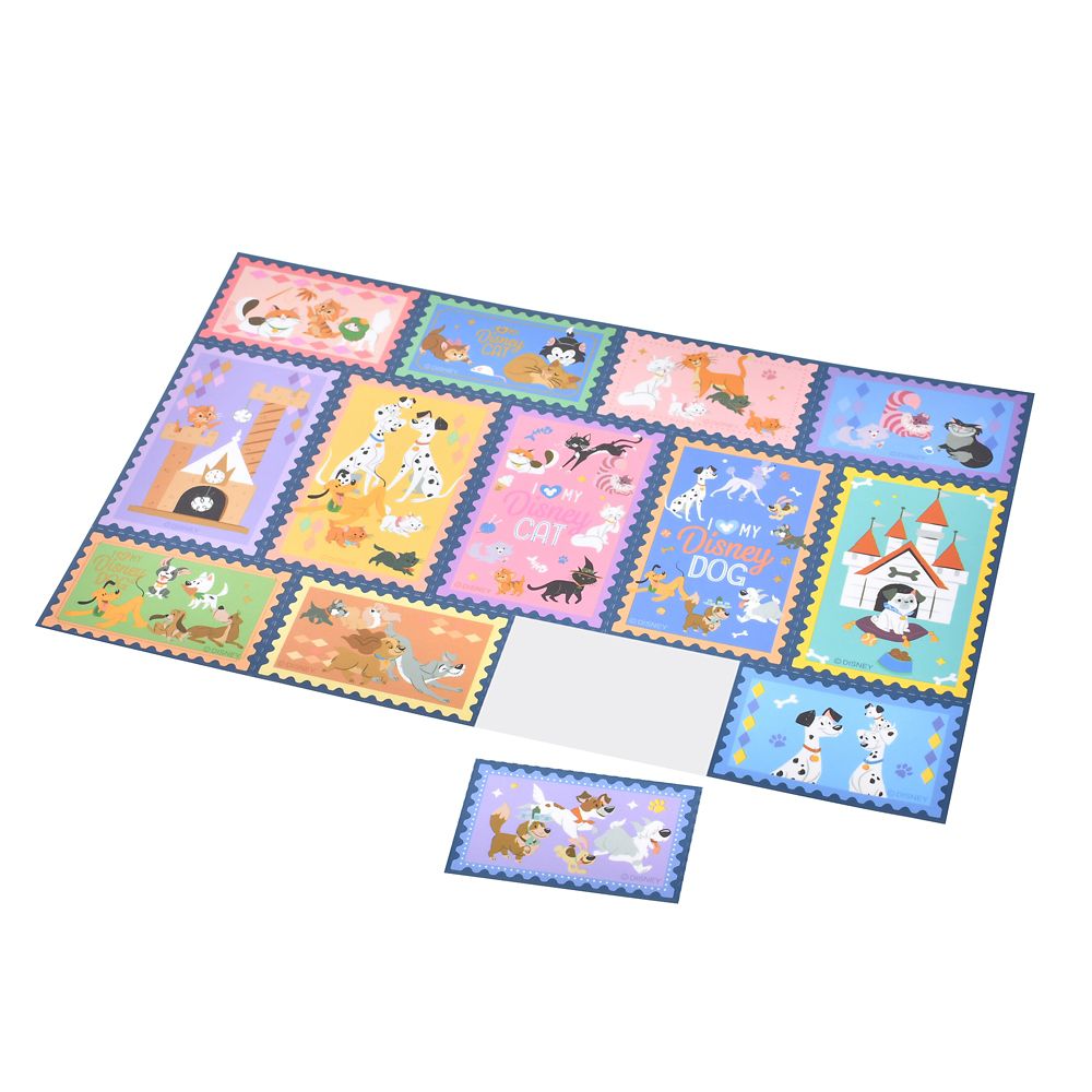 ディズニーキャラクター シール・ステッカー 切手風 デフォルメ ディズニーキャット＆ドッグ Sticker Collection