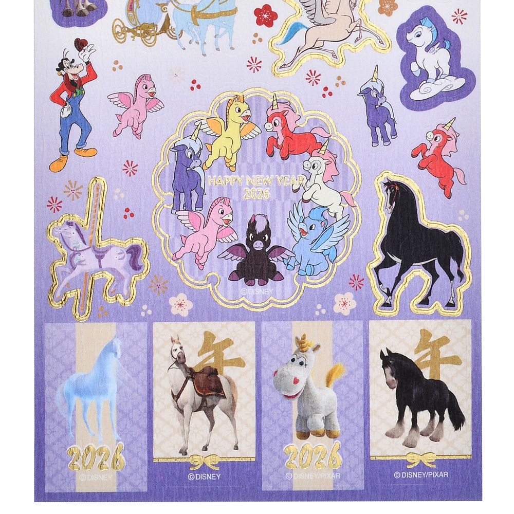 ディズニーキャラクター シール・ステッカー 和紙風 馬 2026 Sticker Collection