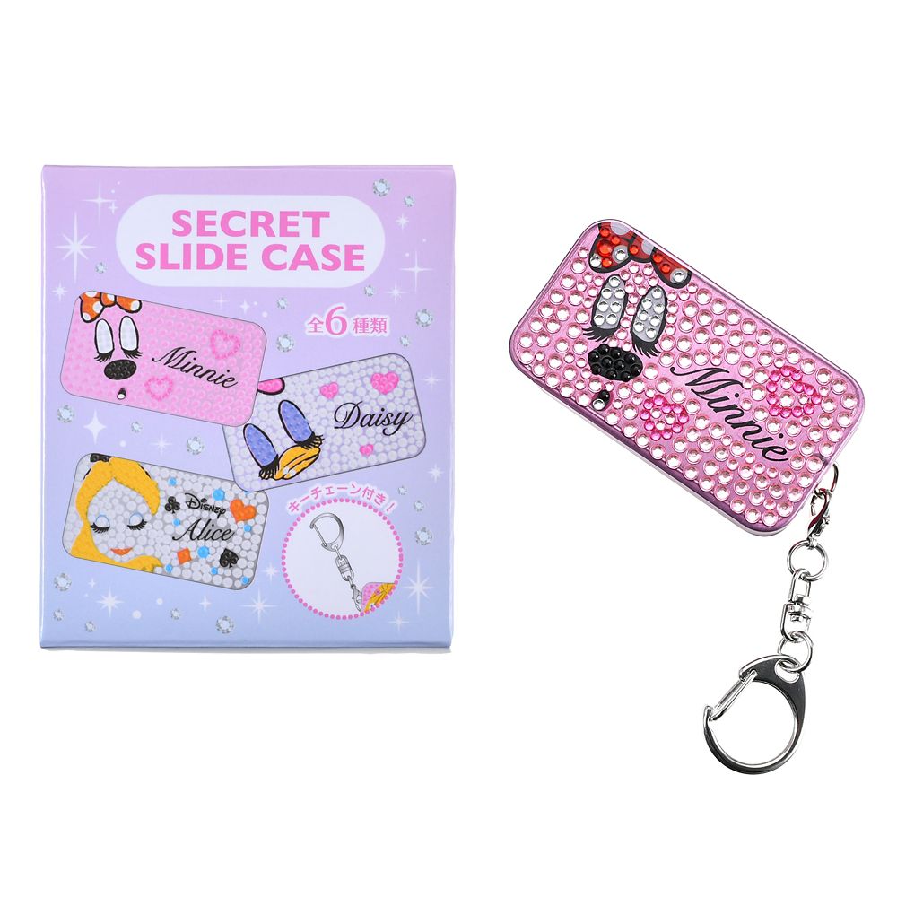 ディズニーキャラクター シークレットケース スライド式 キーホルダータイプ キラキラデコ