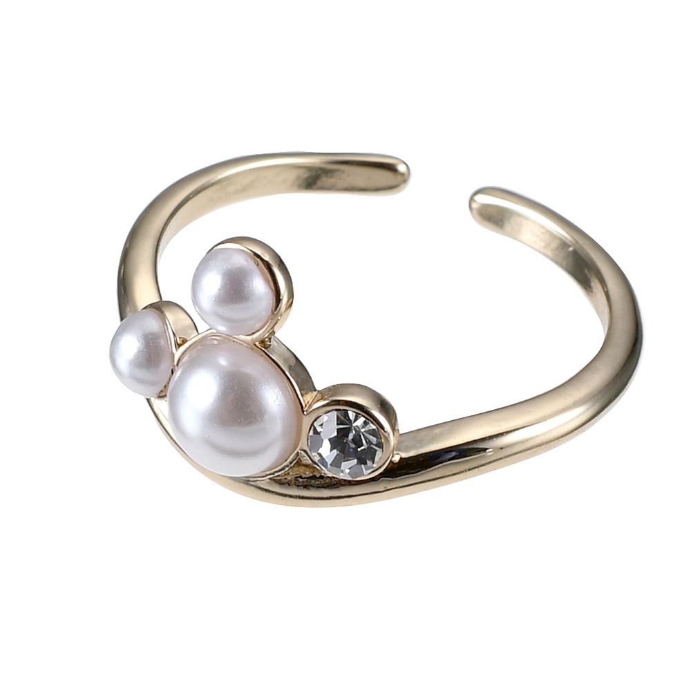 【再入荷】ミッキー 指輪・リング カーブリング パールアイコン＆ストーン