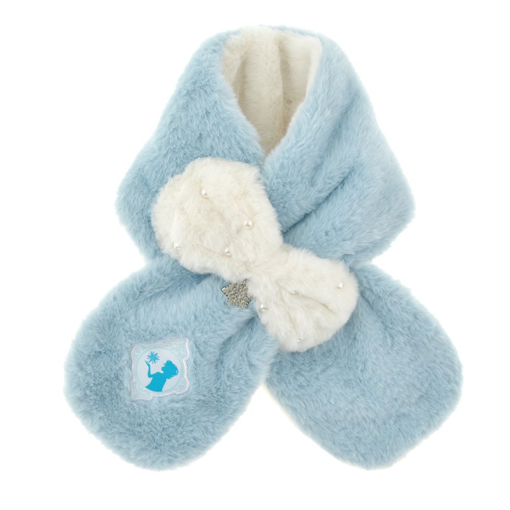 【キッズ用】エルサ キッズ用マフラー フェイクファー リボン ブルー ENJOY WINTER