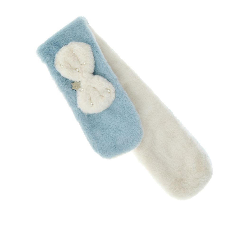 【キッズ用】エルサ キッズ用マフラー フェイクファー リボン ブルー ENJOY WINTER