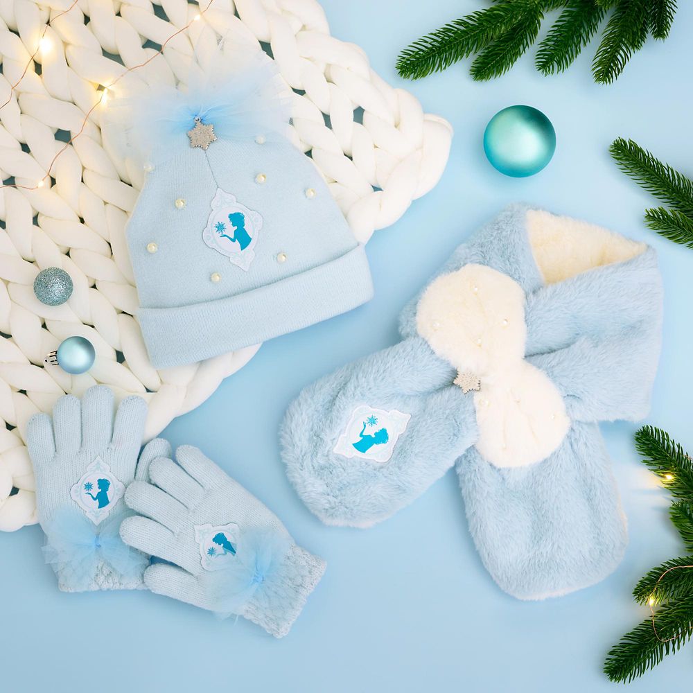 【キッズ用】エルサ キッズ用マフラー フェイクファー リボン ブルー ENJOY WINTER