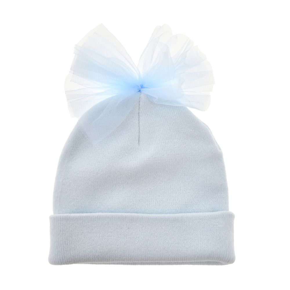 【キッズ用】エルサ キッズ用帽子・キャップ ニット リボン ブルー ENJOY WINTER