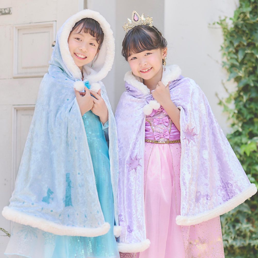 【キッズ用】エルサ＆オラフ キッズ用ケープ フード ティアラ 刺しゅう ブルー