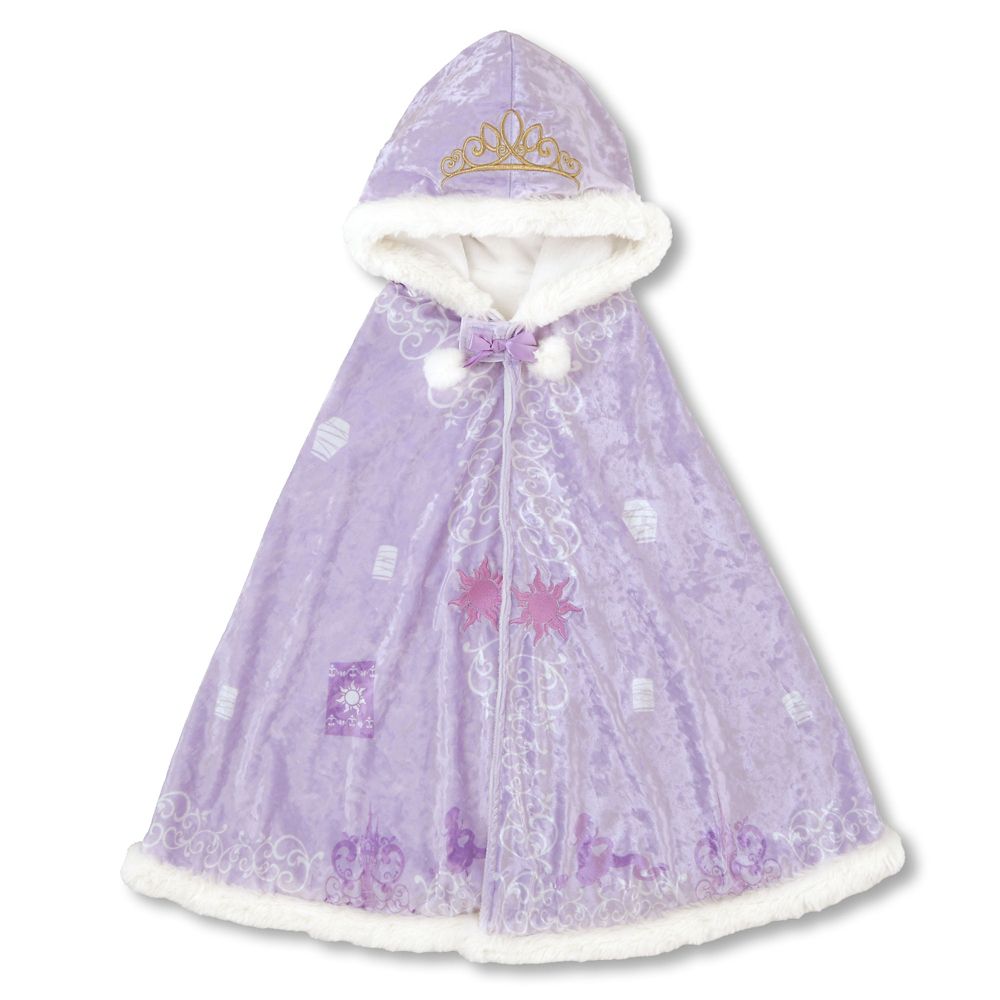 【キッズ用】ラプンツェル＆パスカル キッズ用ケープ フード ティアラ 刺しゅう パープル
