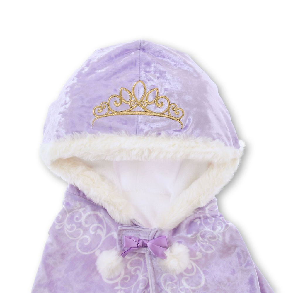 【キッズ用】ラプンツェル＆パスカル キッズ用ケープ フード ティアラ 刺しゅう パープル