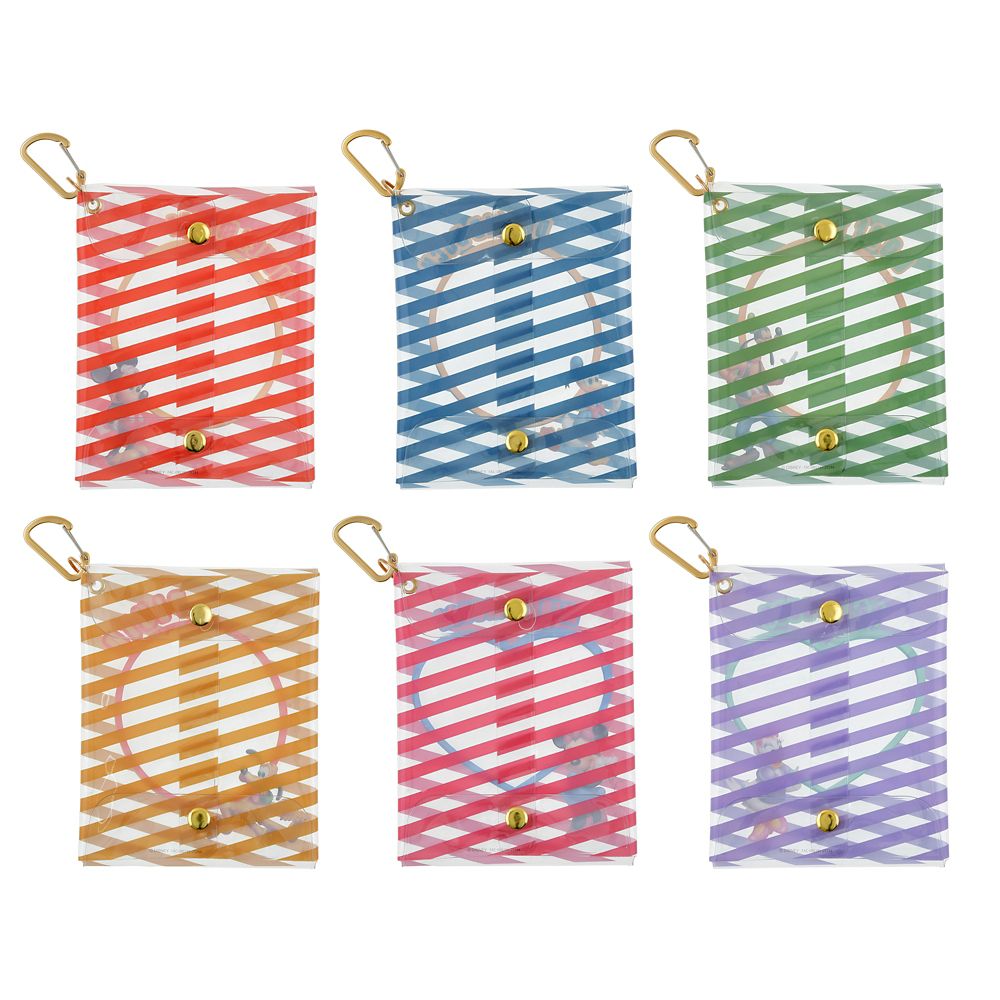 ミッキー＆フレンズ シークレットポーチ クリア カラビナ付き ストライプ柄