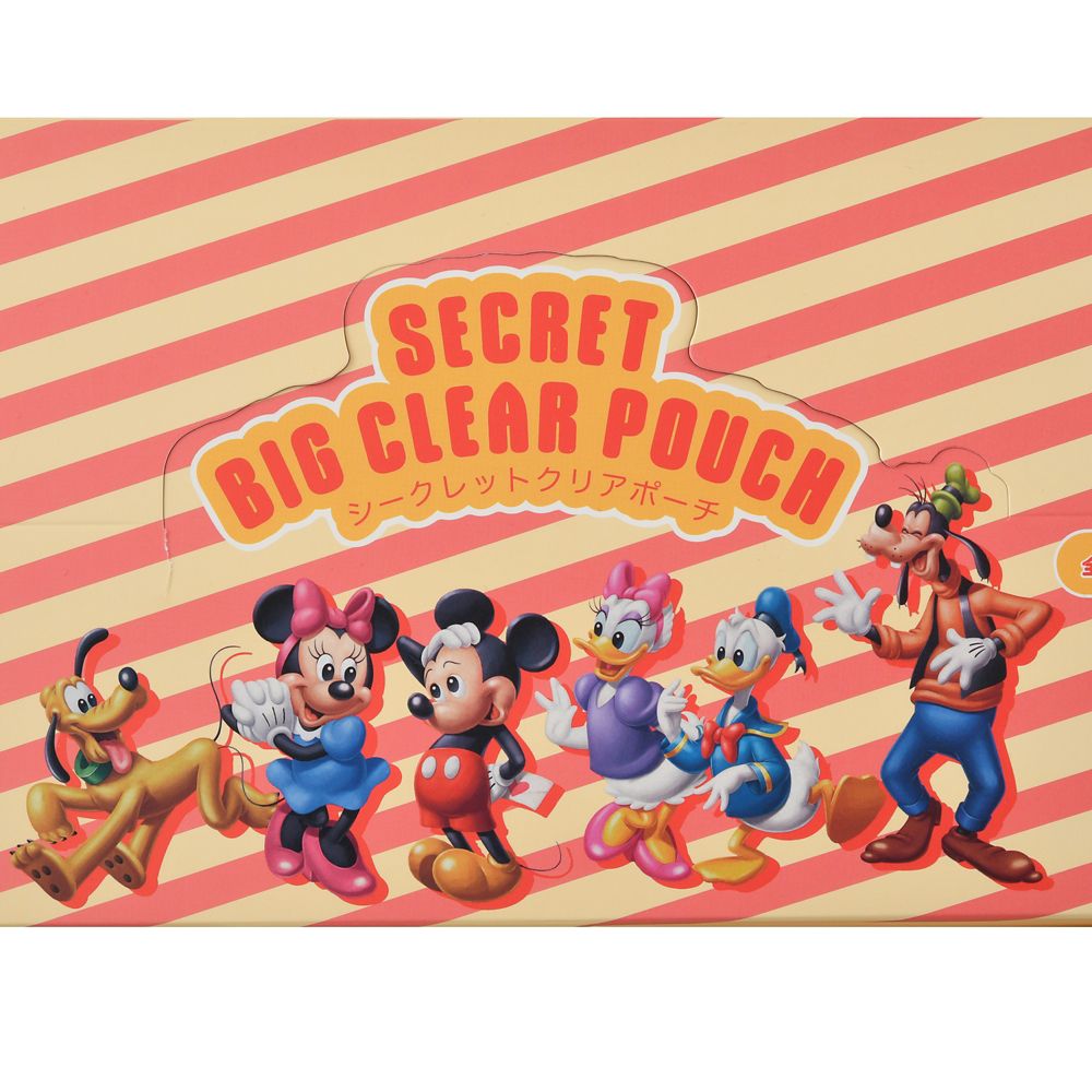 ミッキー＆フレンズ シークレットポーチ クリア カラビナ付き ストライプ柄