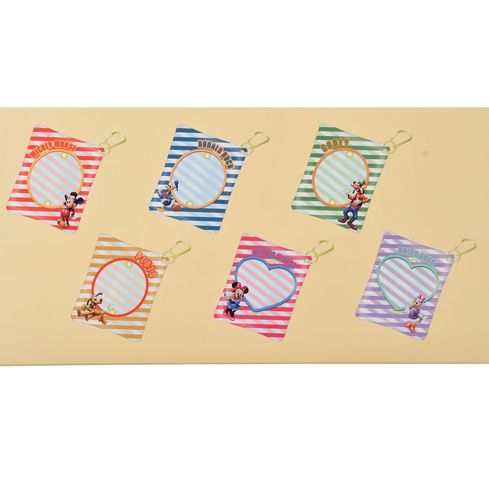 ミッキー＆フレンズ シークレットポーチ クリア カラビナ付き ストライプ柄