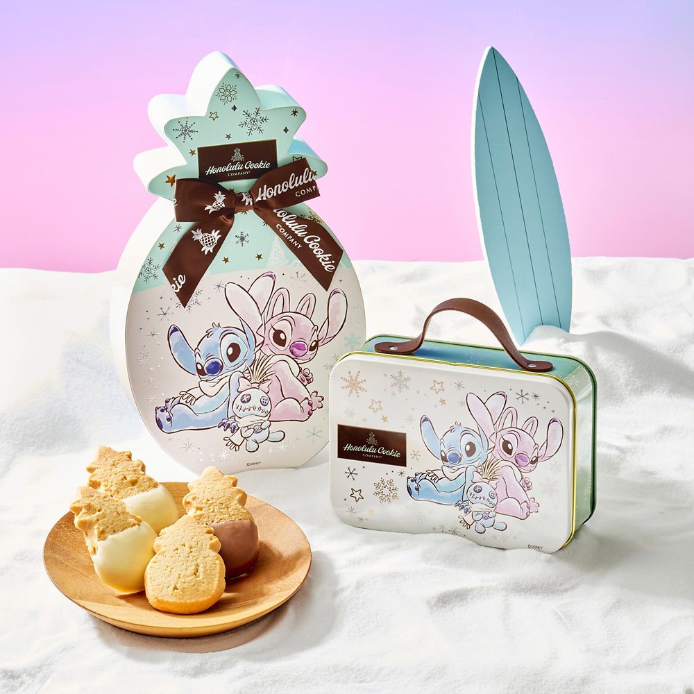 【Honolulu Cookie Company】スティッチ、エンジェル、スクランプ クッキー パイナップル型ボックス入り Snowflake