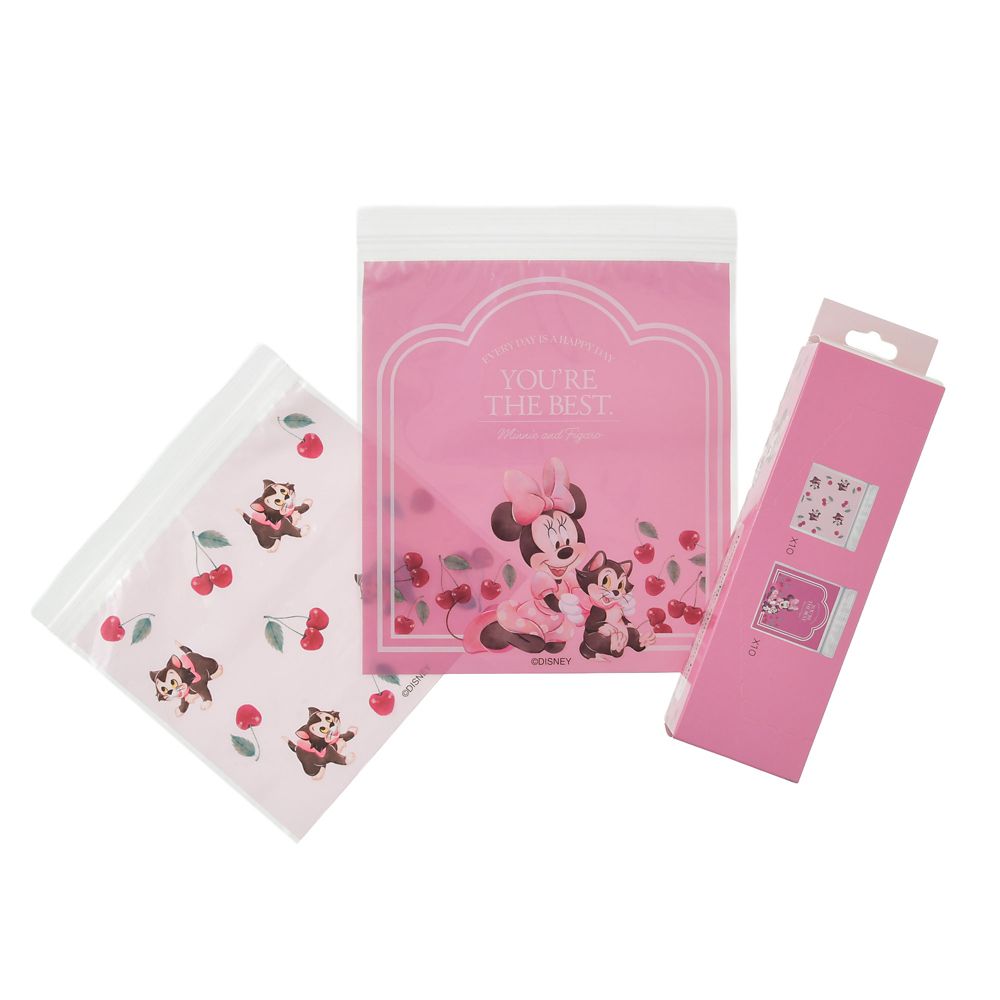 ミニー＆フィガロ ジッパーバッグ チェリー ウォーターカラー