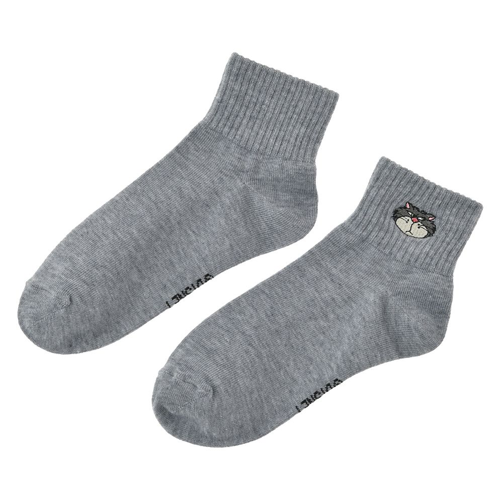 ルシファー 靴下 ショート丈 リブ フェイス 刺しゅう グレー 23～25