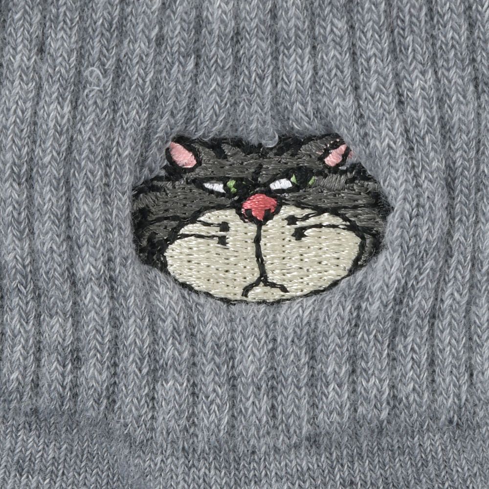 ルシファー 靴下 ショート丈 リブ フェイス 刺しゅう グレー 23～25