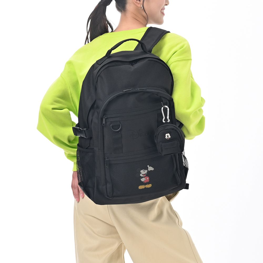 ミッキー リュックサック・バックパック 21L ポーチ付き ロゴ刺しゅう Life Partner Bag