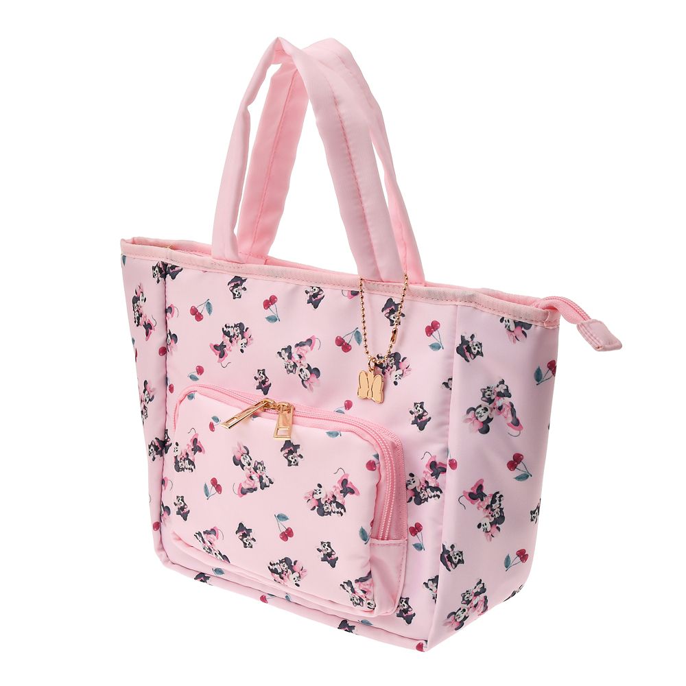 ミニー＆フィガロ 保冷バッグ フロントポケット チャーム付き チェリー ウォーターカラー Cool Tote