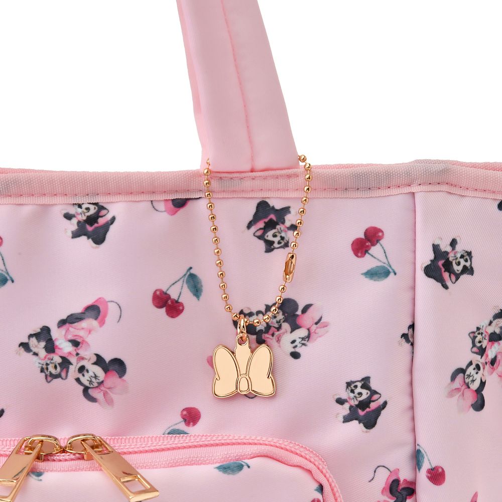 ミニー＆フィガロ 保冷バッグ フロントポケット チャーム付き チェリー ウォーターカラー Cool Tote
