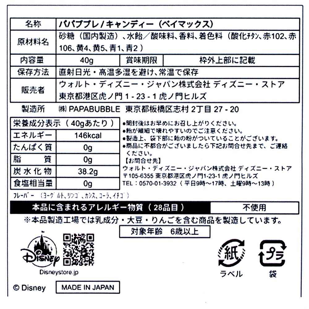 【papabubble】ベイマックス キャンディー