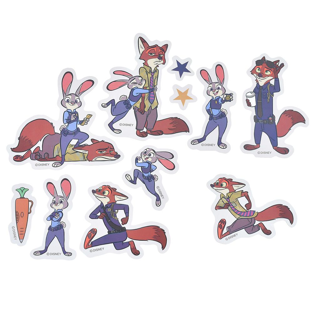 【再入荷】ジュディ・ホップス＆ニック・ワイルド シール・ステッカー クリア 貼ってはがせる Sticker Collection