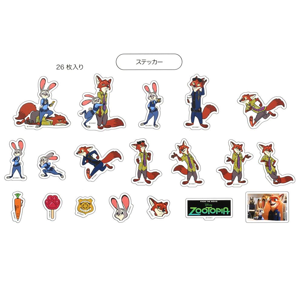 【再入荷】ジュディ・ホップス＆ニック・ワイルド シール・ステッカー クリア 貼ってはがせる Sticker Collection