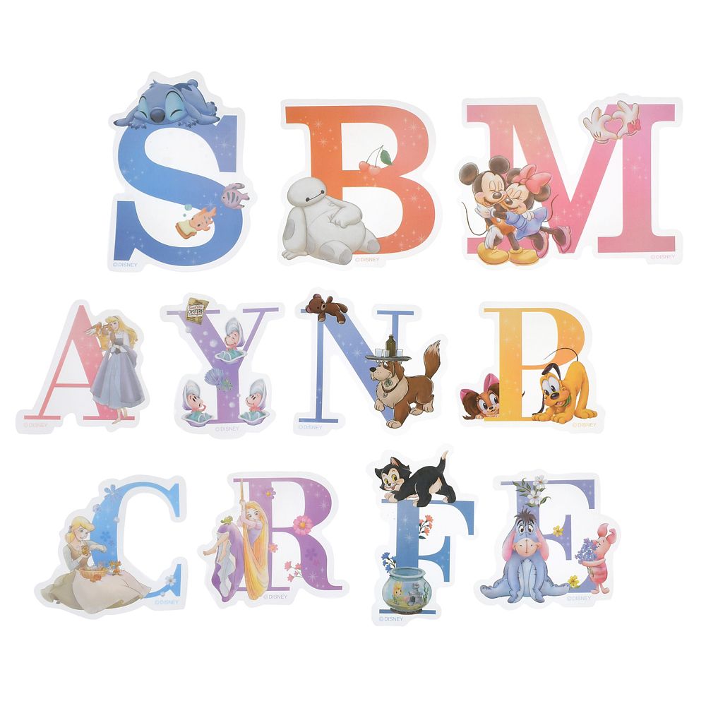 ディズニーキャラクター シール・ステッカー クリア 貼ってはがせる イニシャル Sticker Collection