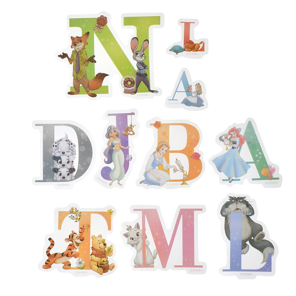 ディズニーキャラクター シール・ステッカー クリア 貼ってはがせる イニシャル Sticker Collection