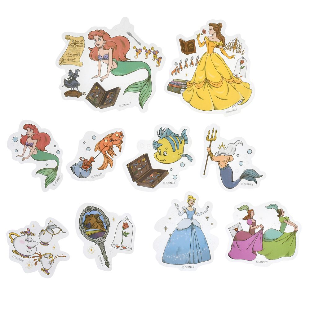 シンデレラ、リトル・マーメイド、美女と野獣 シール・ステッカー クリア 貼ってはがせる ゴージャス Sticker Collection