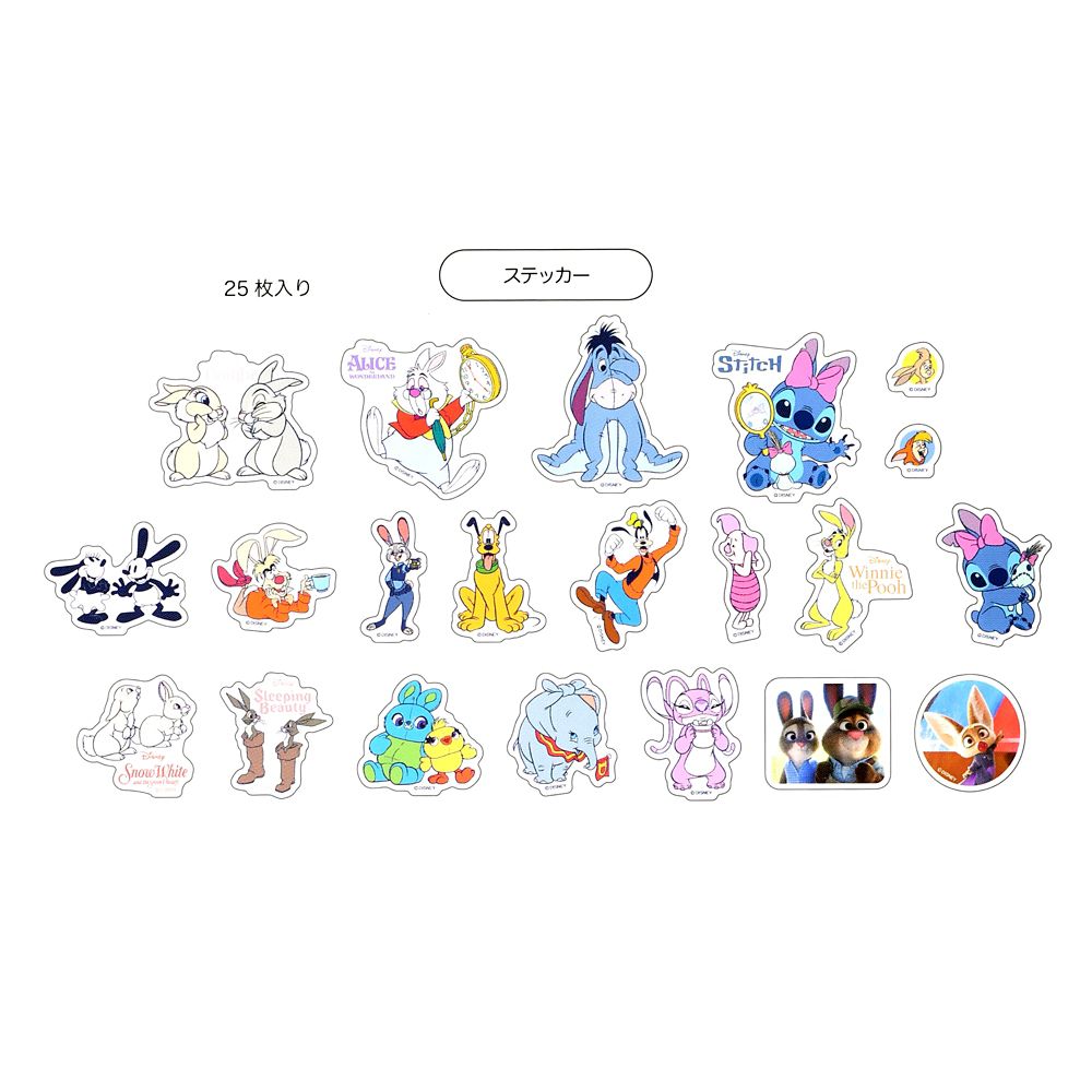 ディズニーキャラクター シール・ステッカー クリア 貼ってはがせる Long ears Sticker Collection