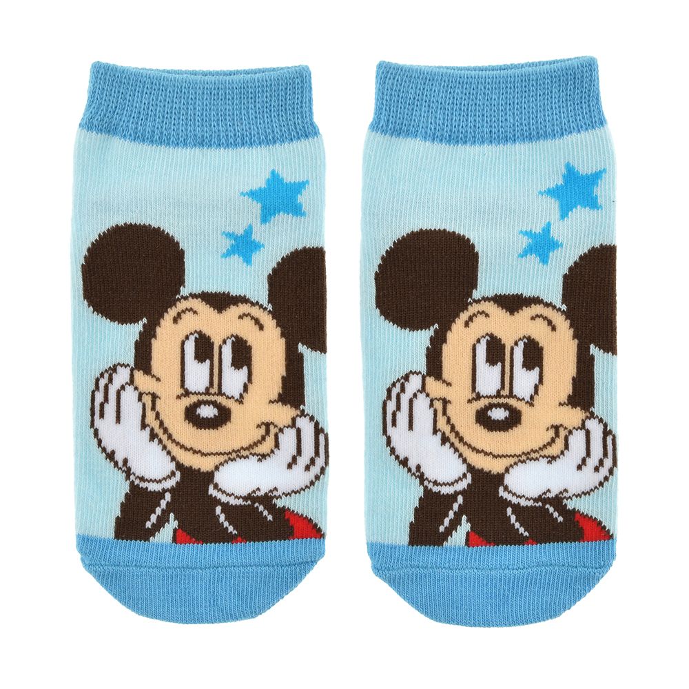 【キッズ用】ミッキー 靴下 くるぶし ブルー 13～18