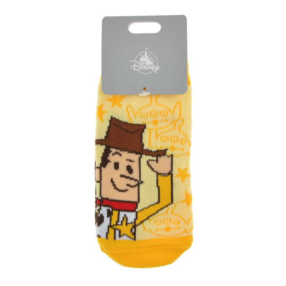 【キッズ用】ウッディ＆リトル・グリーン・メン／エイリアン 靴下 くるぶし らくがき イエロー 13～18