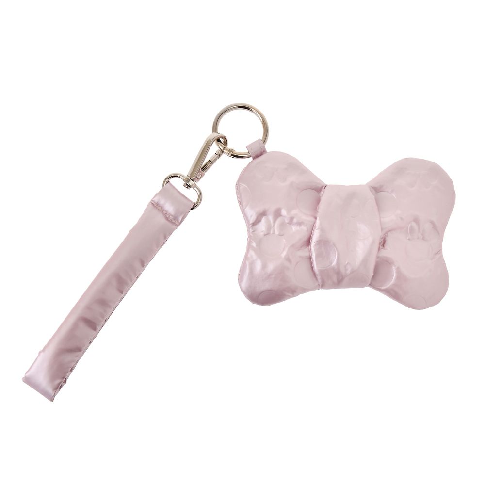 ミニー ポーチ フラット カラビナ・ハンドストラップ付き ソフトメタリック 型押し