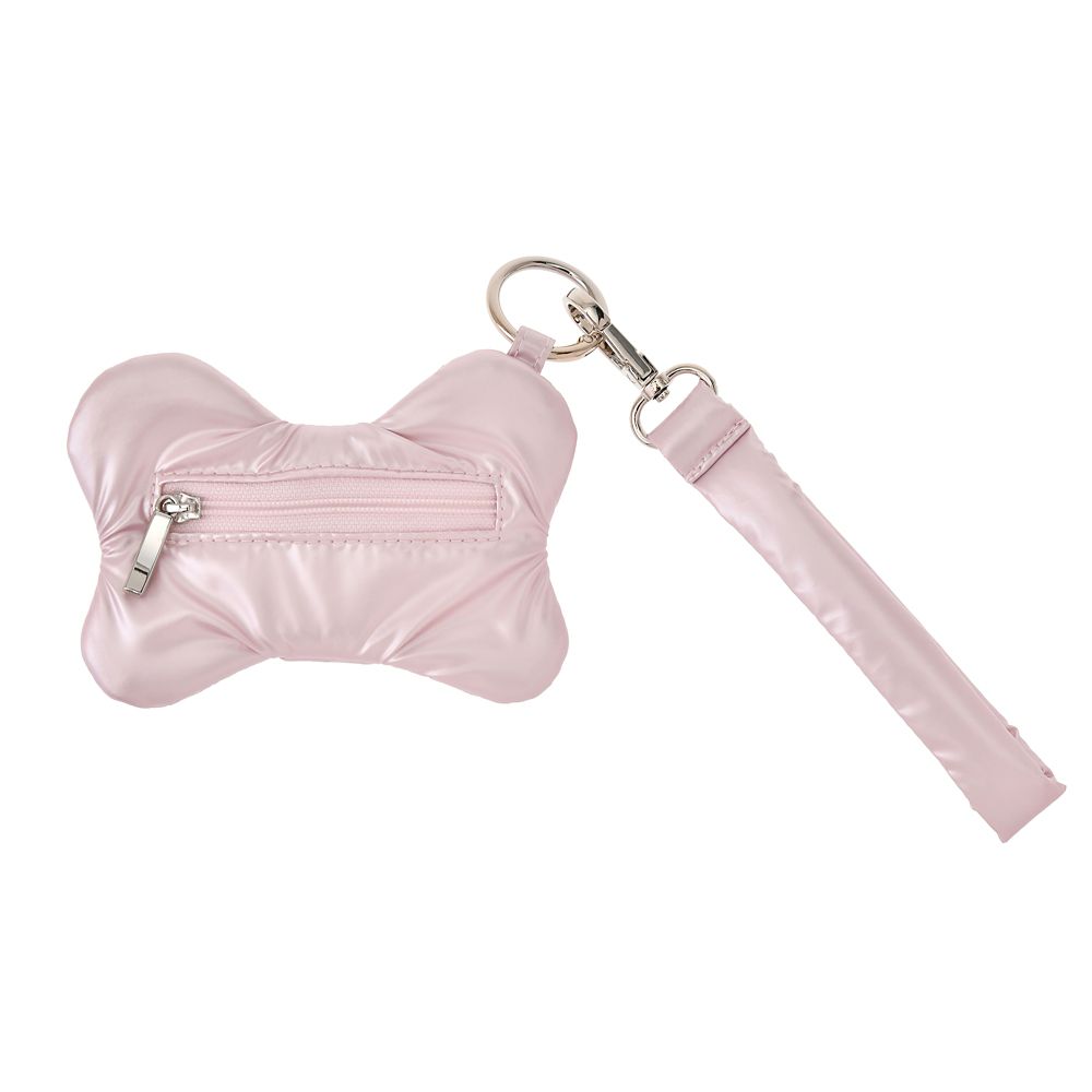 ミニー ポーチ フラット カラビナ・ハンドストラップ付き ソフトメタリック 型押し